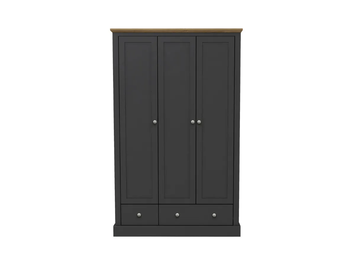 3-Door Wardrobe with Drawers - Charcoal, Hardwood image