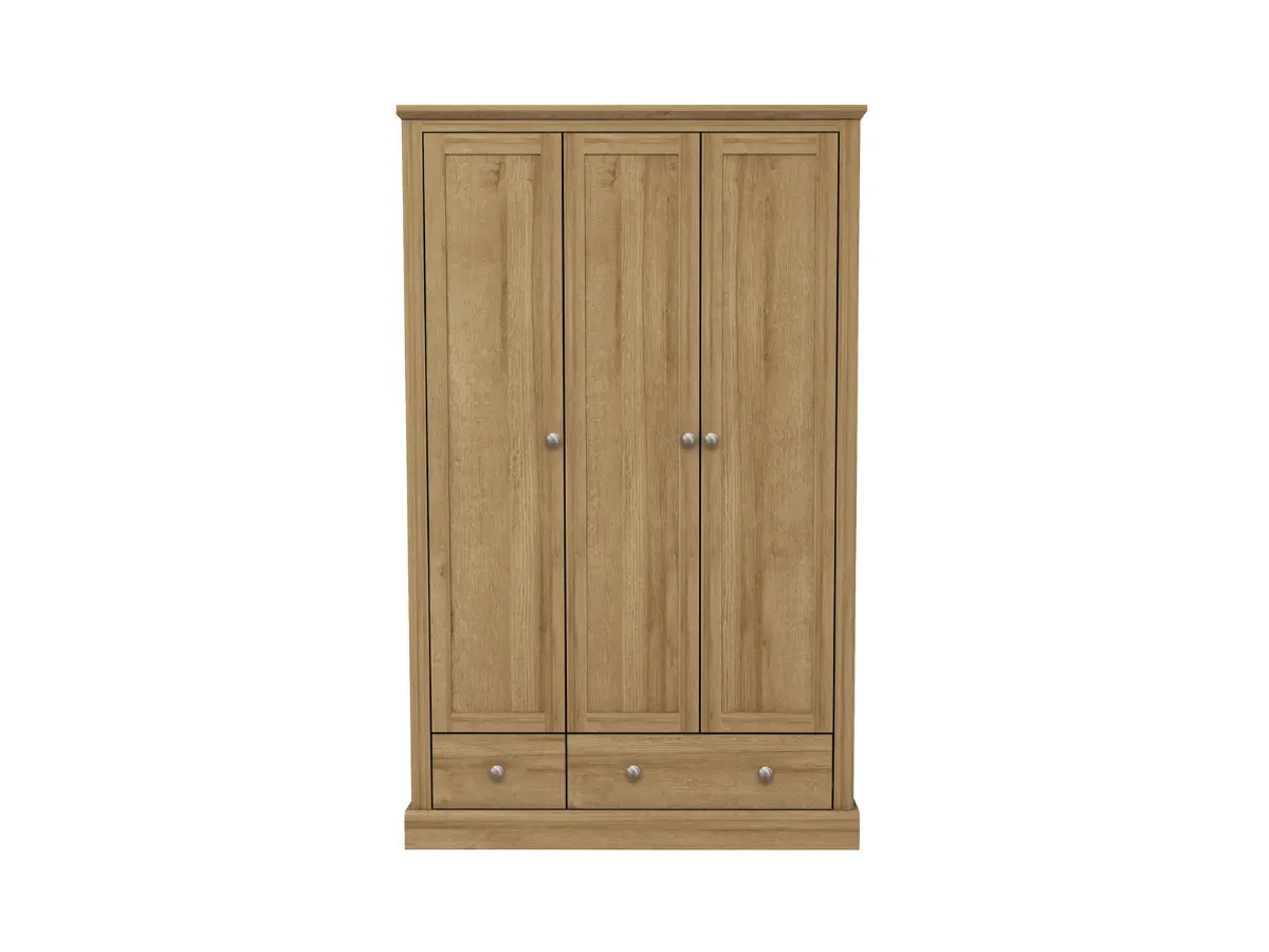 3-Door Wardrobe with Drawers - Oak, Hardwood