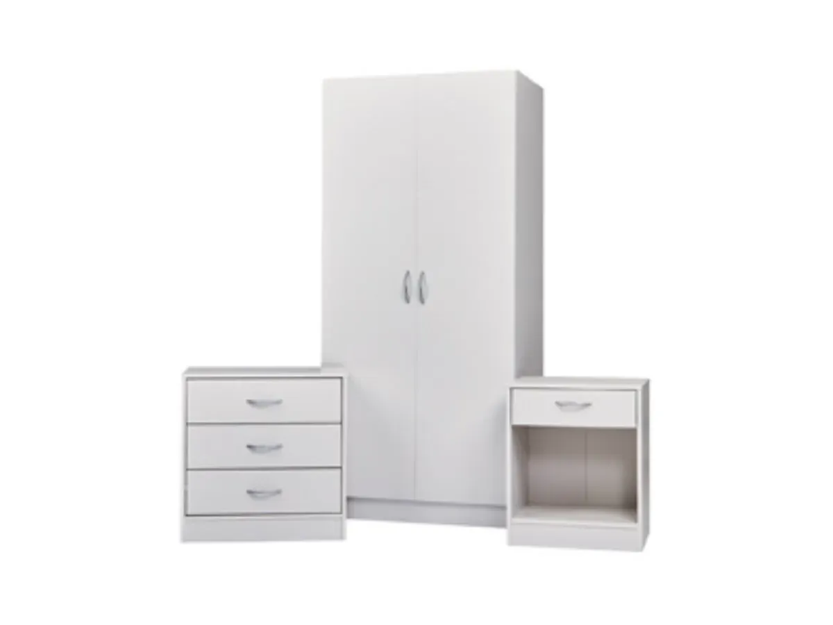 3-Piece Wardrobe Set with Storage - White, Oak image