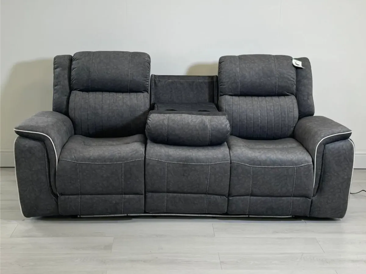 3-Seater Electric Recliner Sofa - Grey, Fabric image