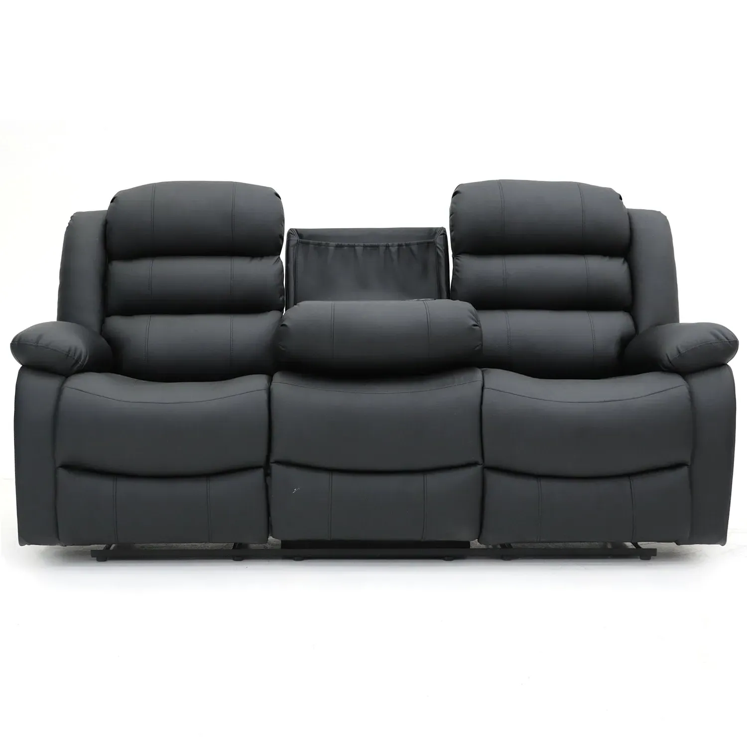 3-Seater Recliner Sofa with Cupholders - Black image