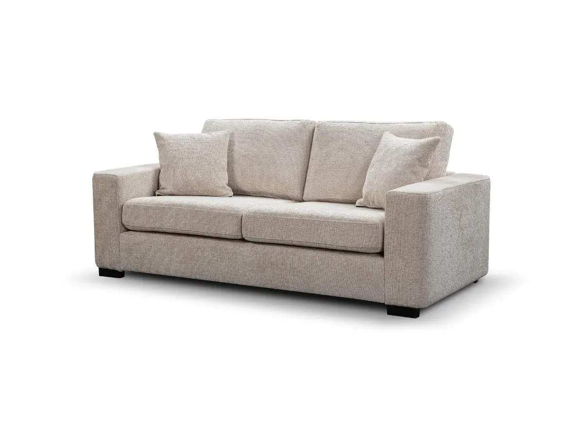 3-Seater Sofa Bed with Storage - Cream, Fabric image