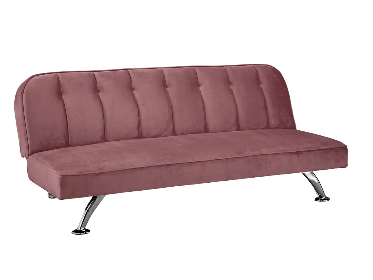 3-Seater Sofa Bed with Tufting - Pink, Velvet image