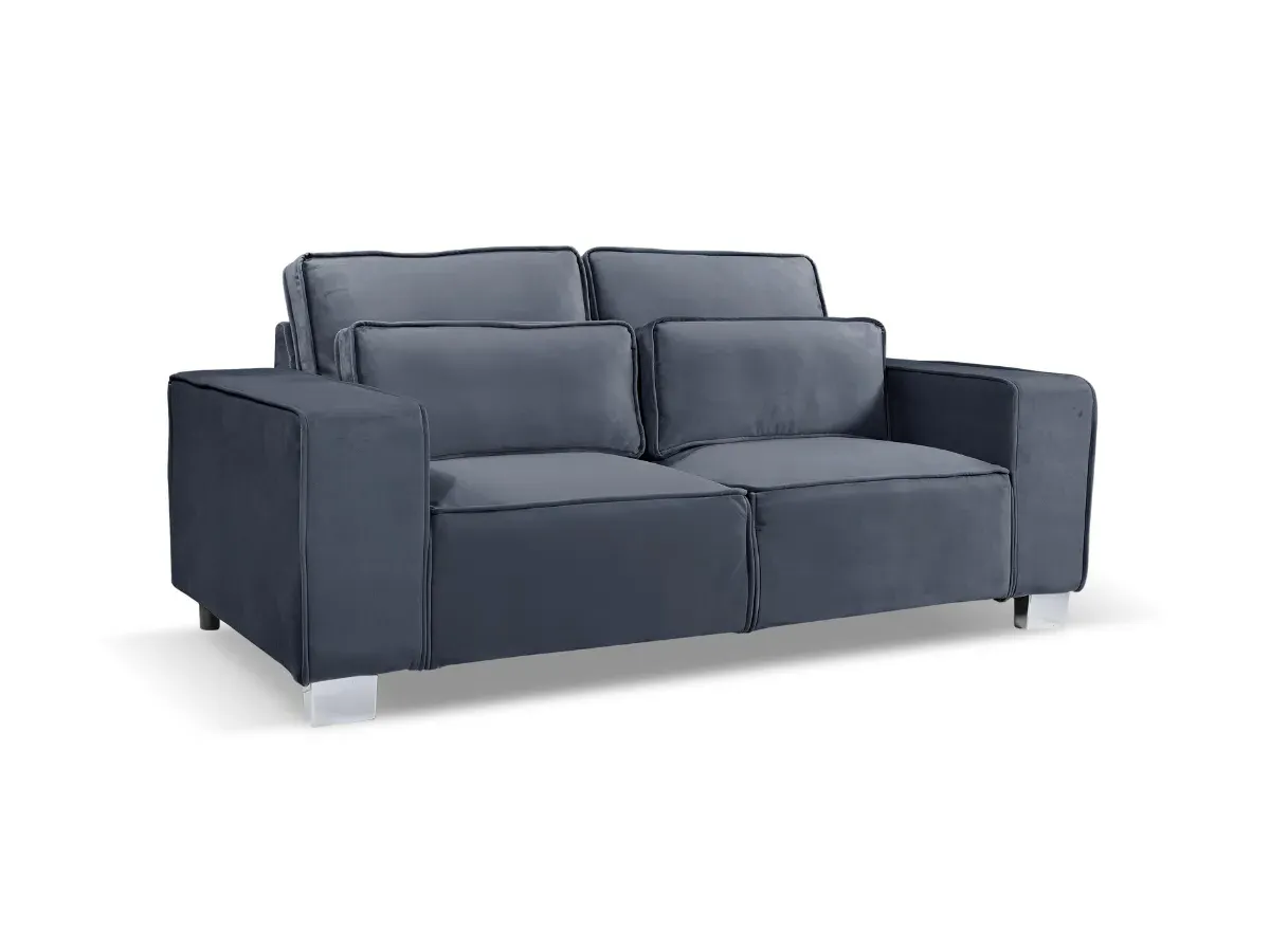 3-Seater Sofa with Chrome Feet - Grey, Velvet image
