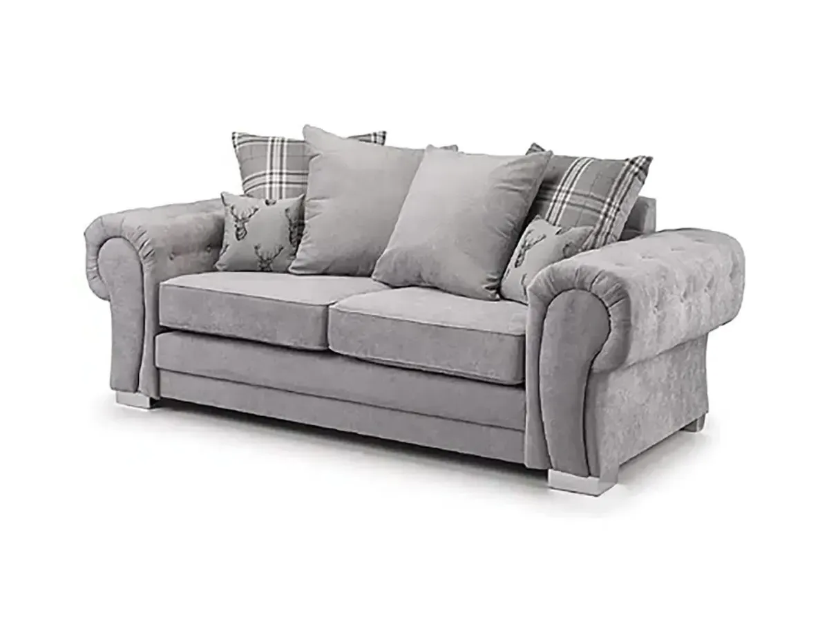 3-Seater Sofa with Scatter Cushions - Grey