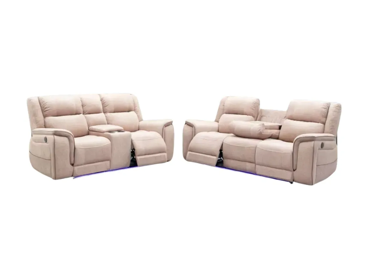 3+2 Electric Recliner Set - Cream, Micro Fabric