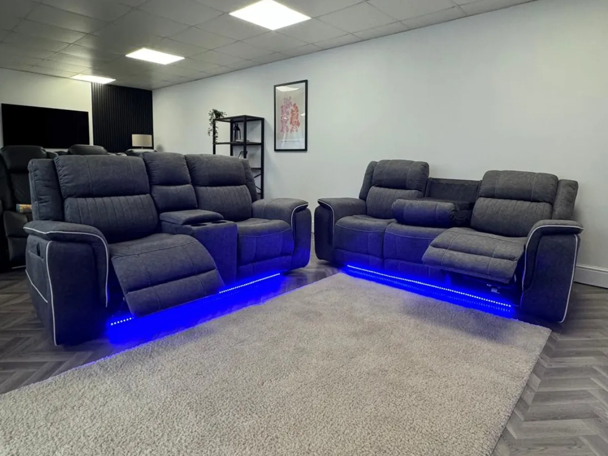3+2 Electric Recliner Sofa Set - Grey, Fabric image