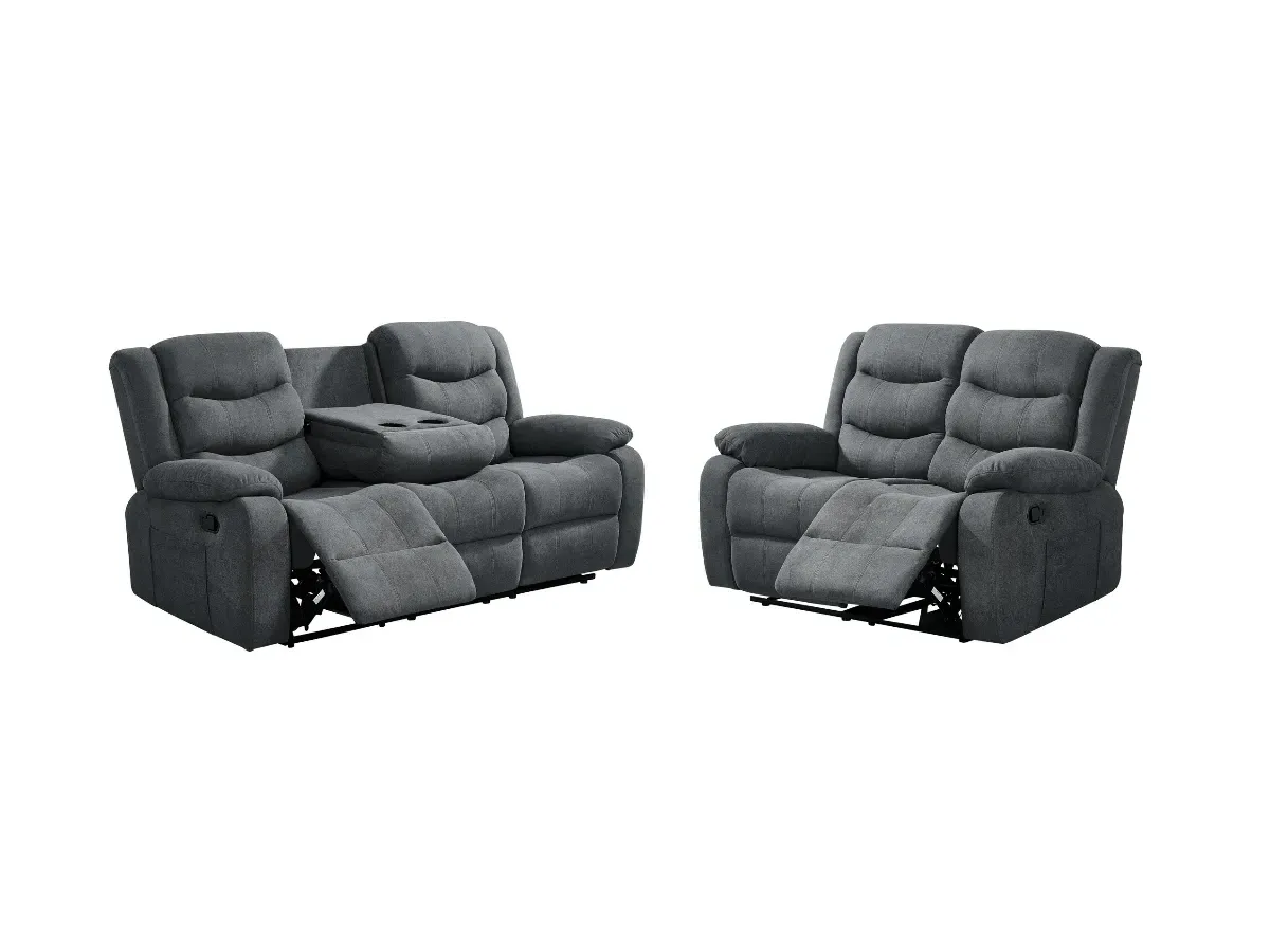 3+2 Recliner Sofa Set with Storage - Grey, Chenille