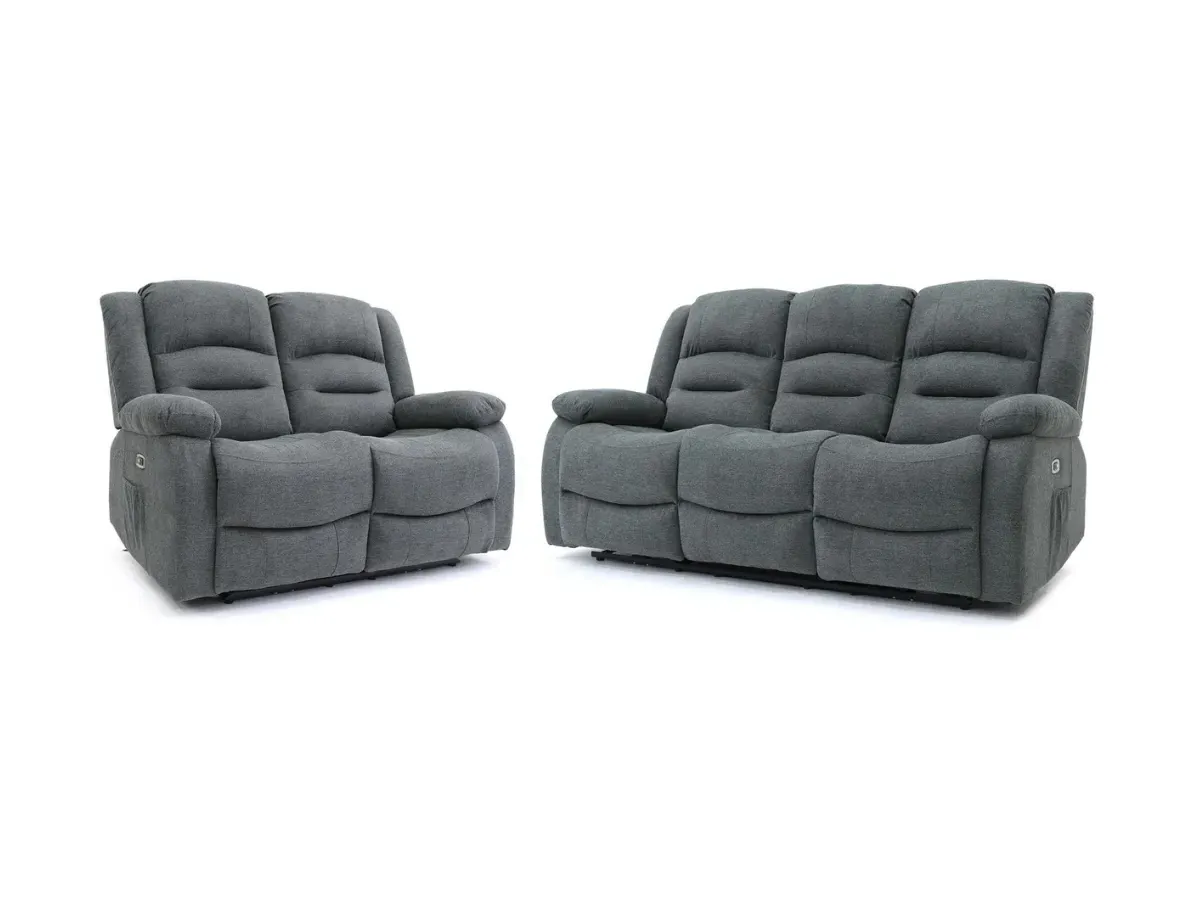 3+2 Seater Electric Recliner Set - Grey, Chenille