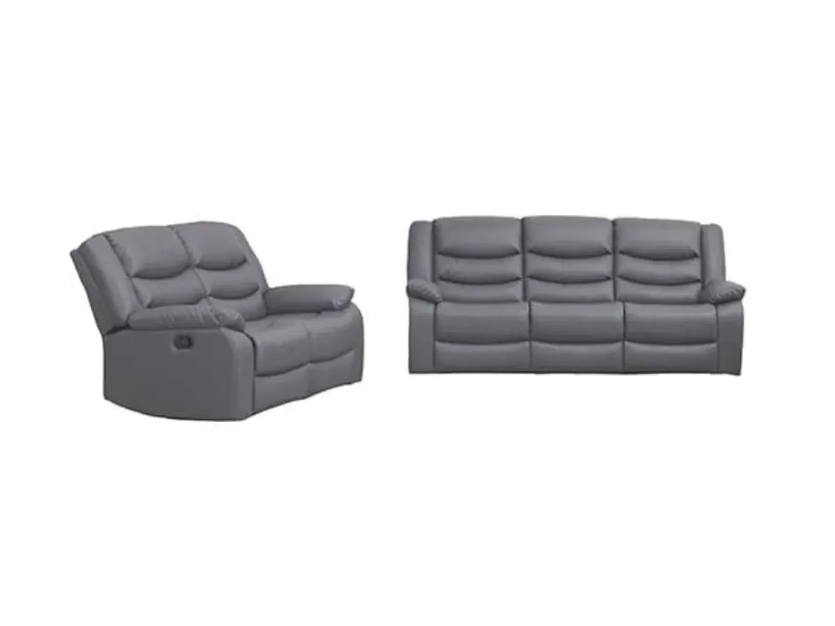 3+2 Seater Recliner Sofa Set - Black, Faux Leather