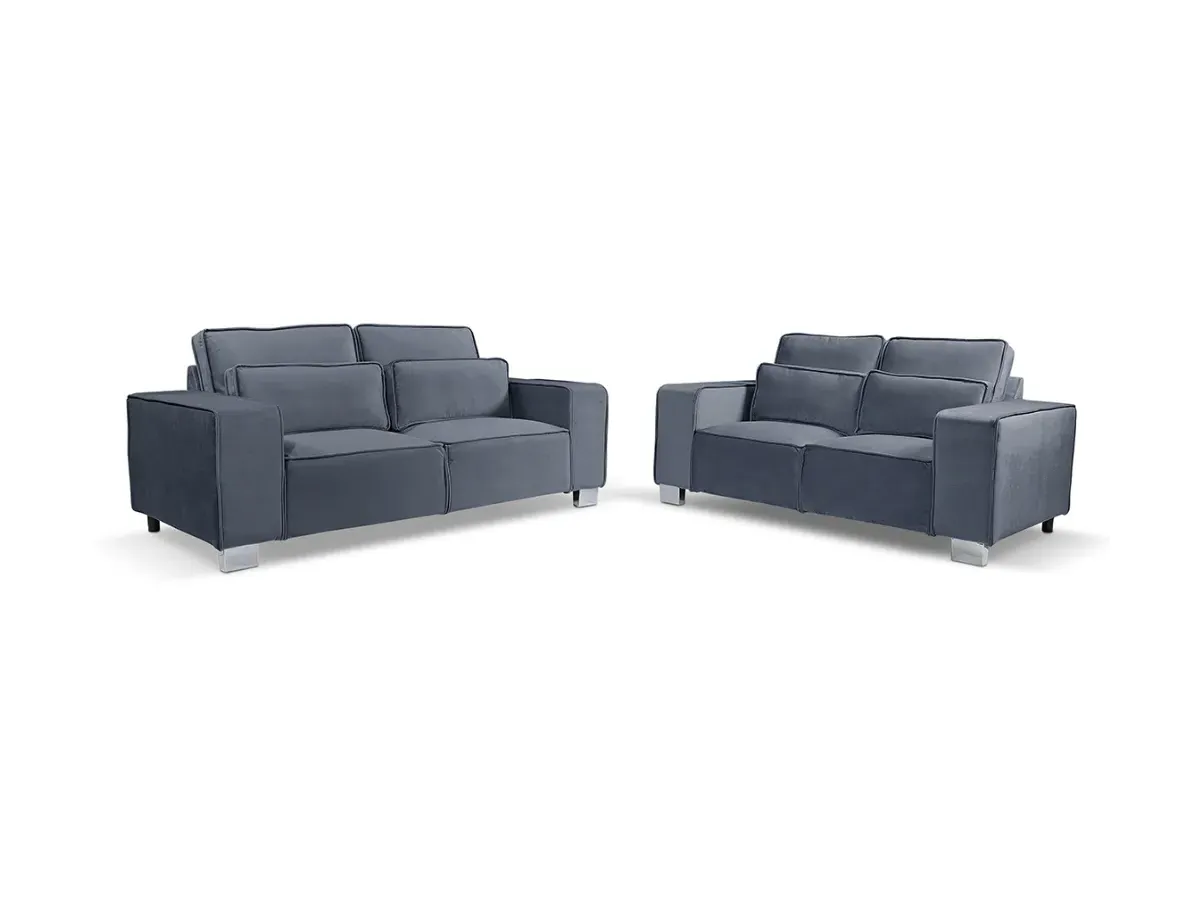 3+2 Sofa Set with Chrome Feet - Grey, Velvet image