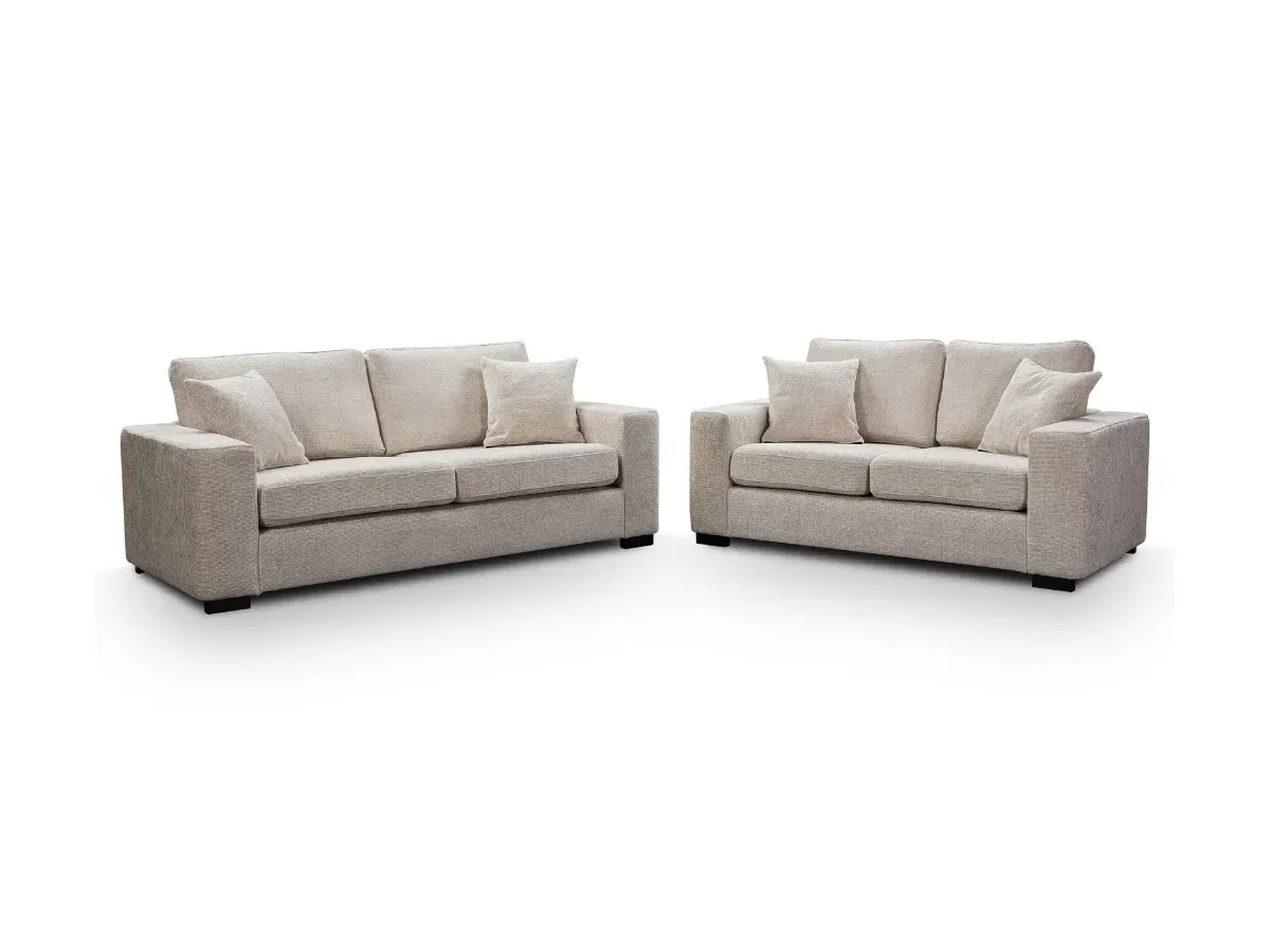 3+2 Sofa Set with Washable Covers - Cream