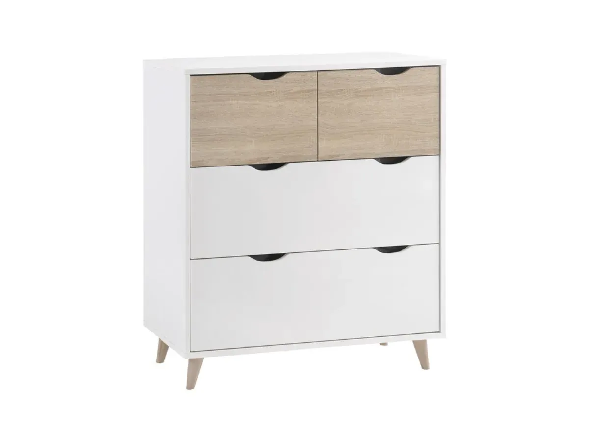 4-Drawer Chest with Built-in Handles - White, Oak