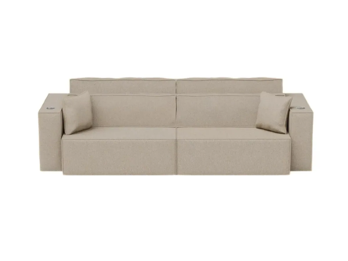 4-Seater Electric Sofa Bed - Cream, Fabric image