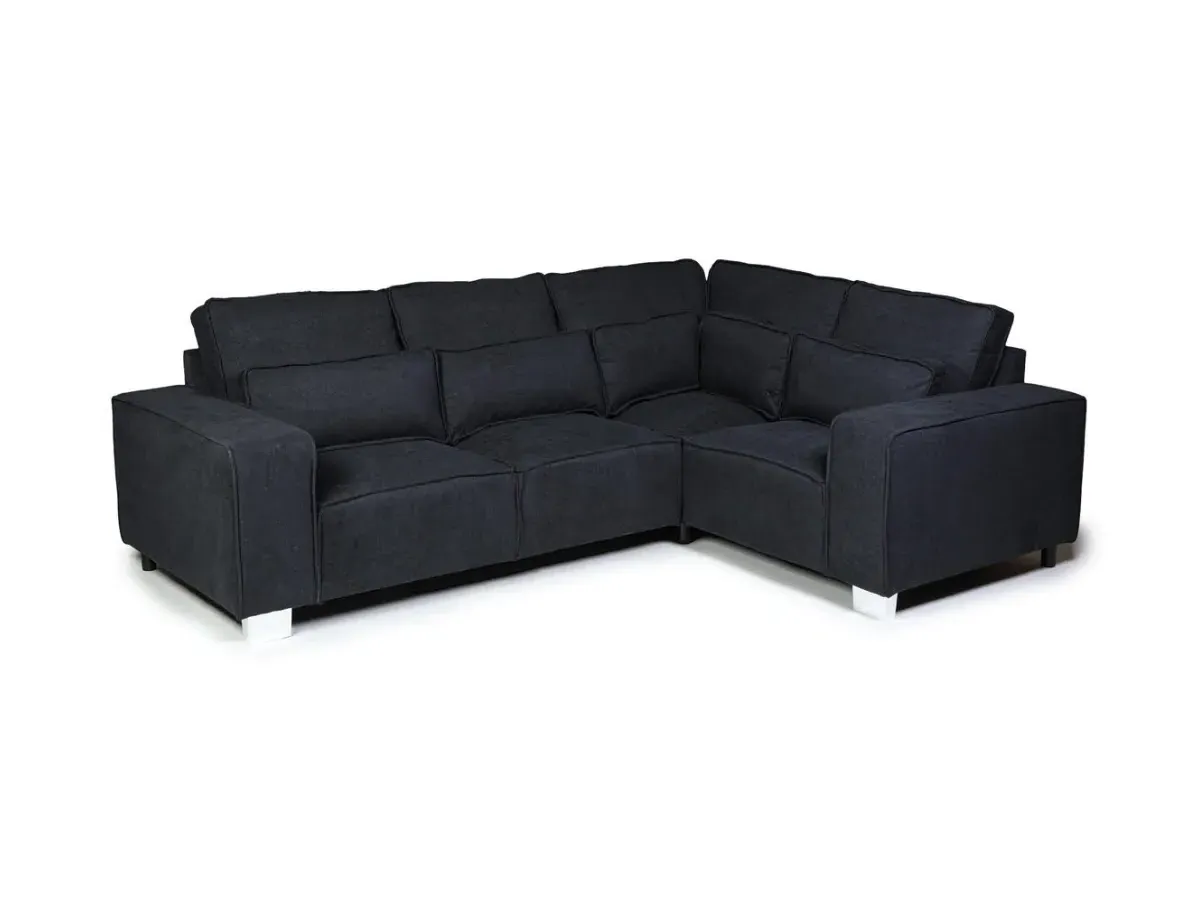 4-Seater L-Shaped Sofa Left Facing - Black, Fabric image