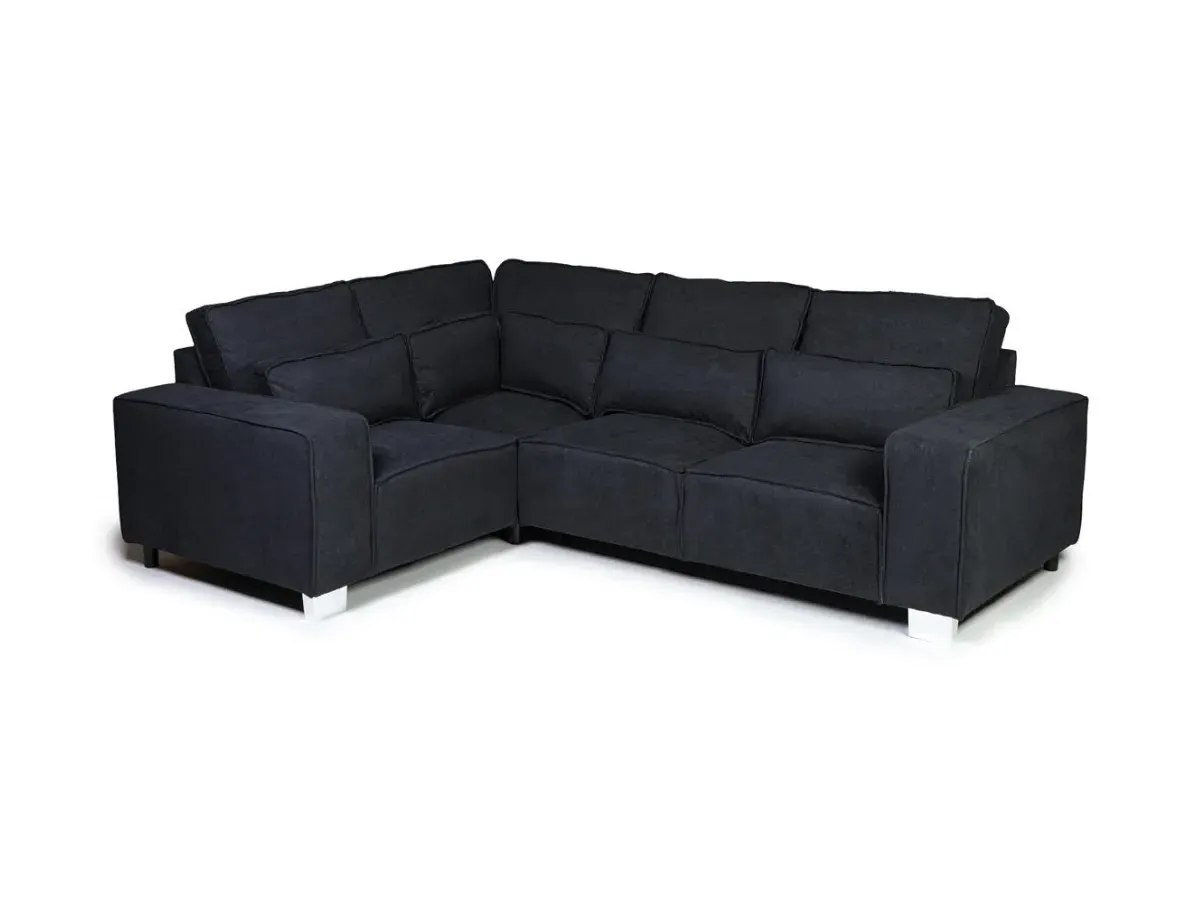 4-Seater L-Shaped Sofa Right Facing - Black, Fabric