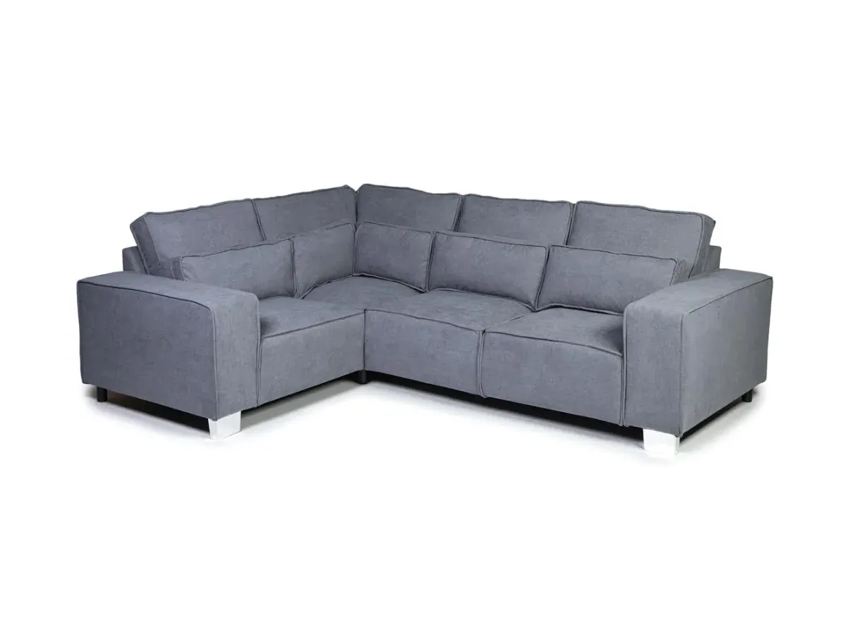 4-Seater L-Shaped Sofa Right Facing - Grey, Fabric