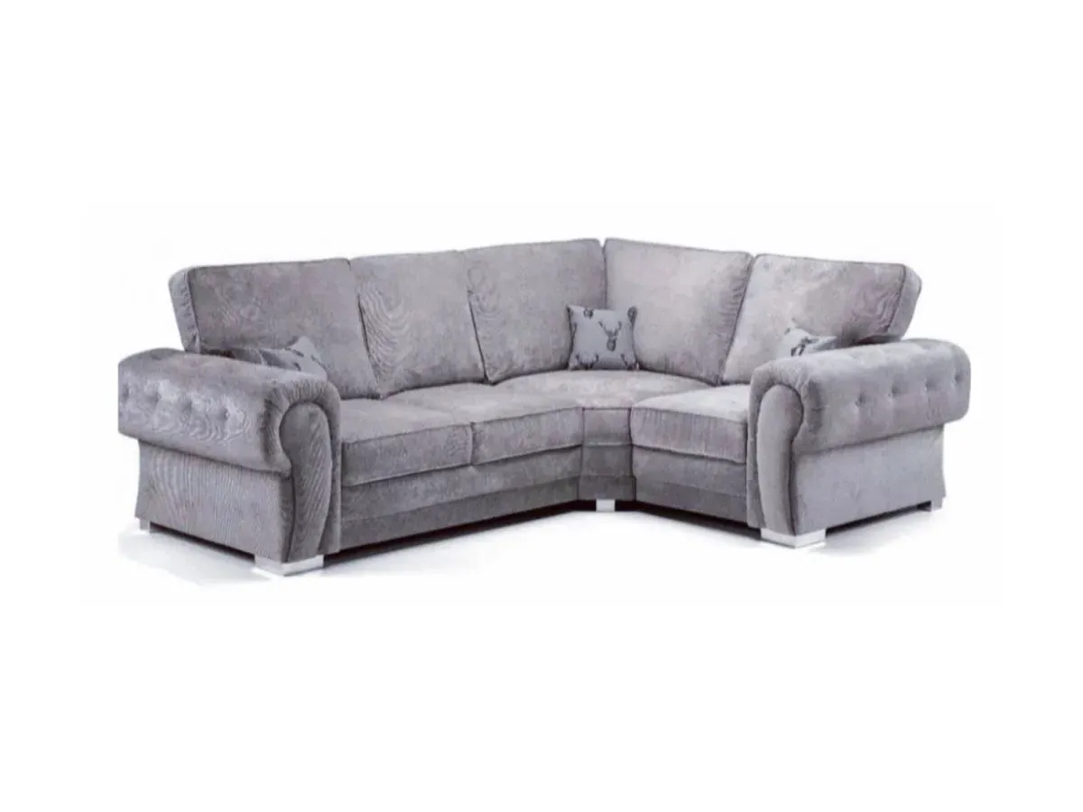 4-Seater Left Corner Sofa Full Back - Grey, Fabric image