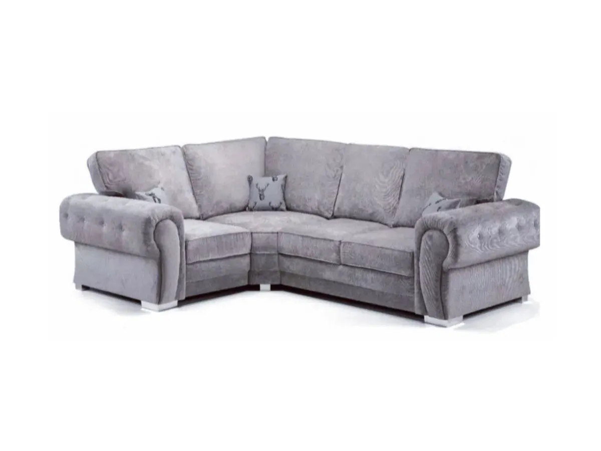 4-Seater Right Corner Sofa Full Back - Grey, Fabric