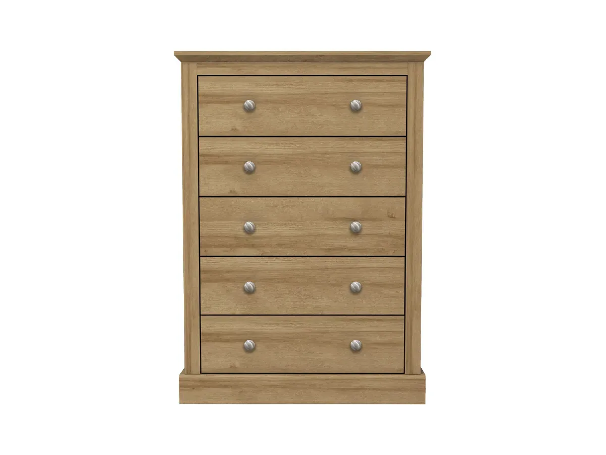 5-Drawer Chest with Curved Edges - Oak