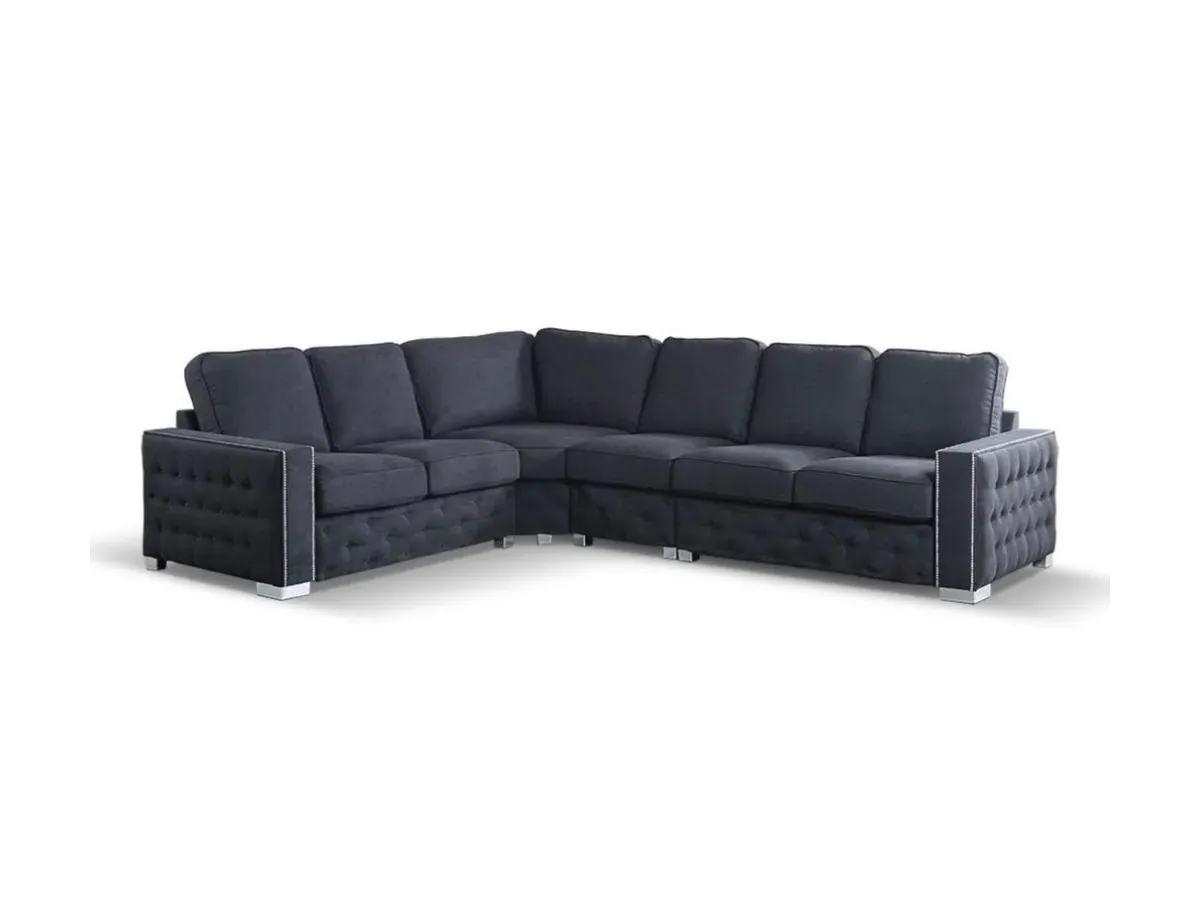 6-Seater Corner Sofa Universal - Black, Chenille image