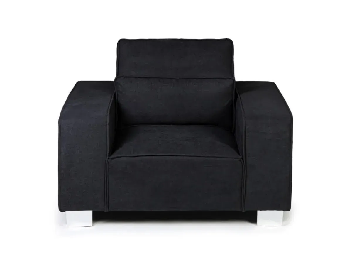 Armchair with Chrome Feet - Black, Fabric
