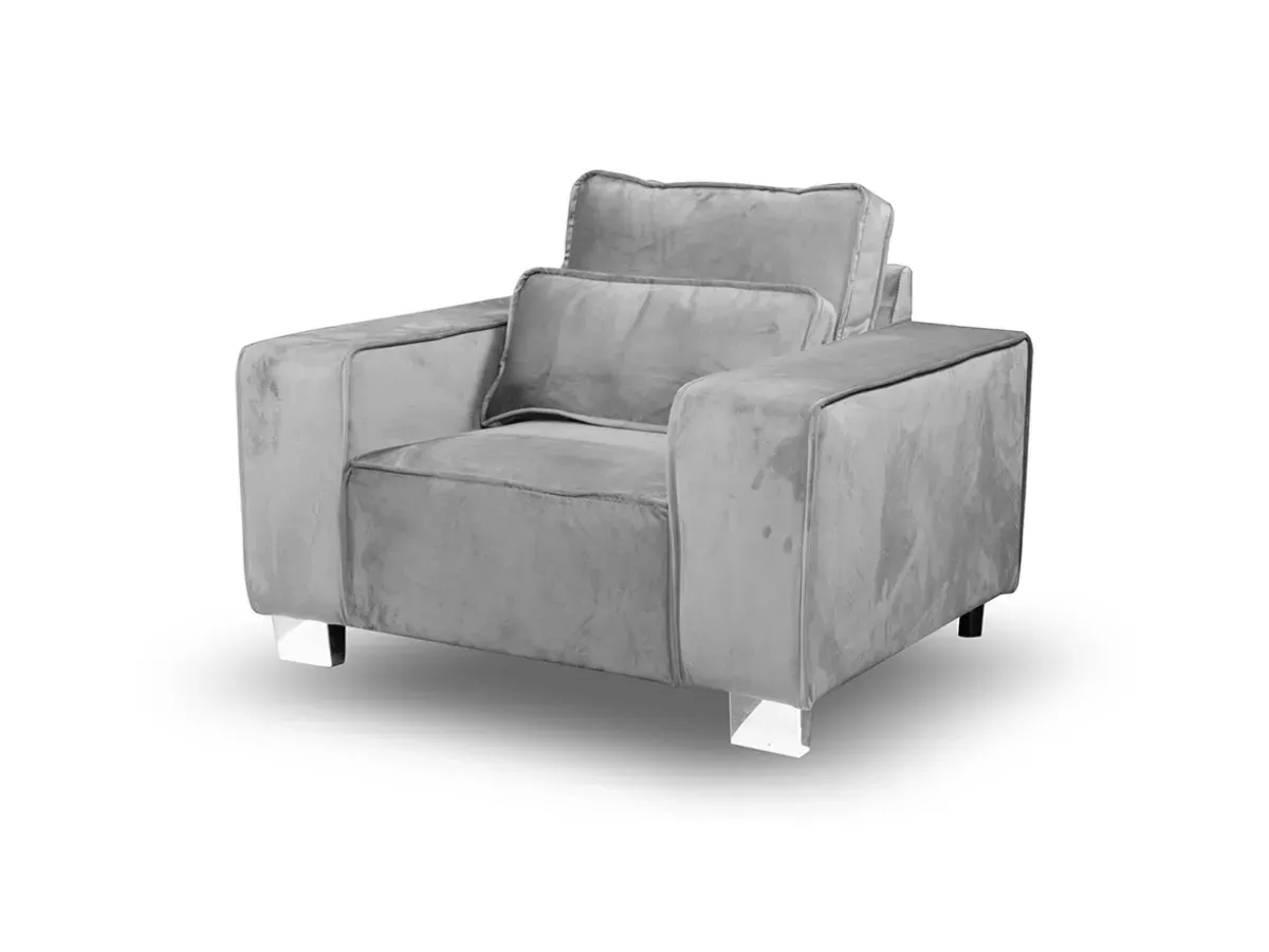 Armchair with Cushion - Silver, Velvet image