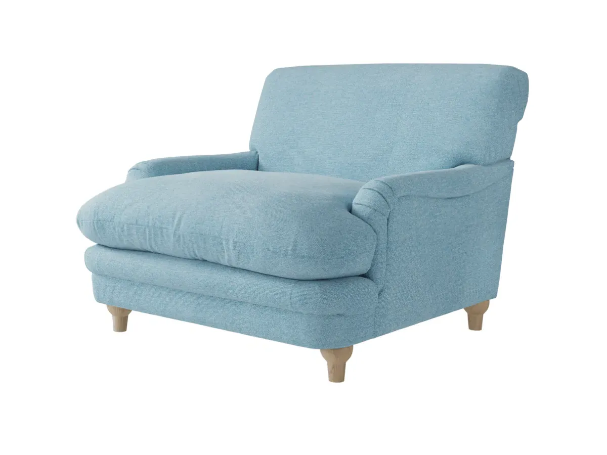 Armchair with Plush Cushioning - Blue, Chenille