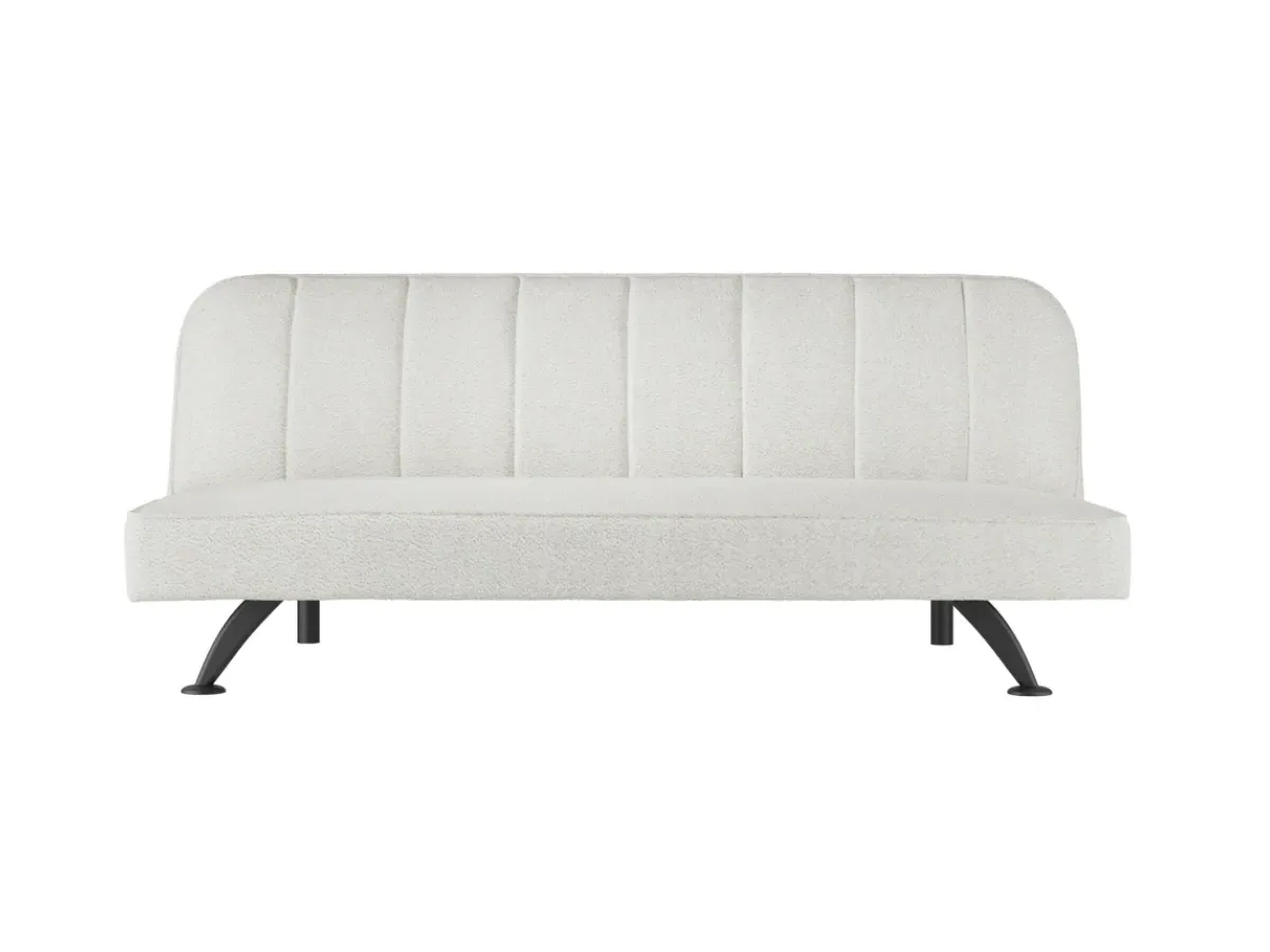 Convertible Sofa Bed with Chrome Legs - Ivory, Boucle