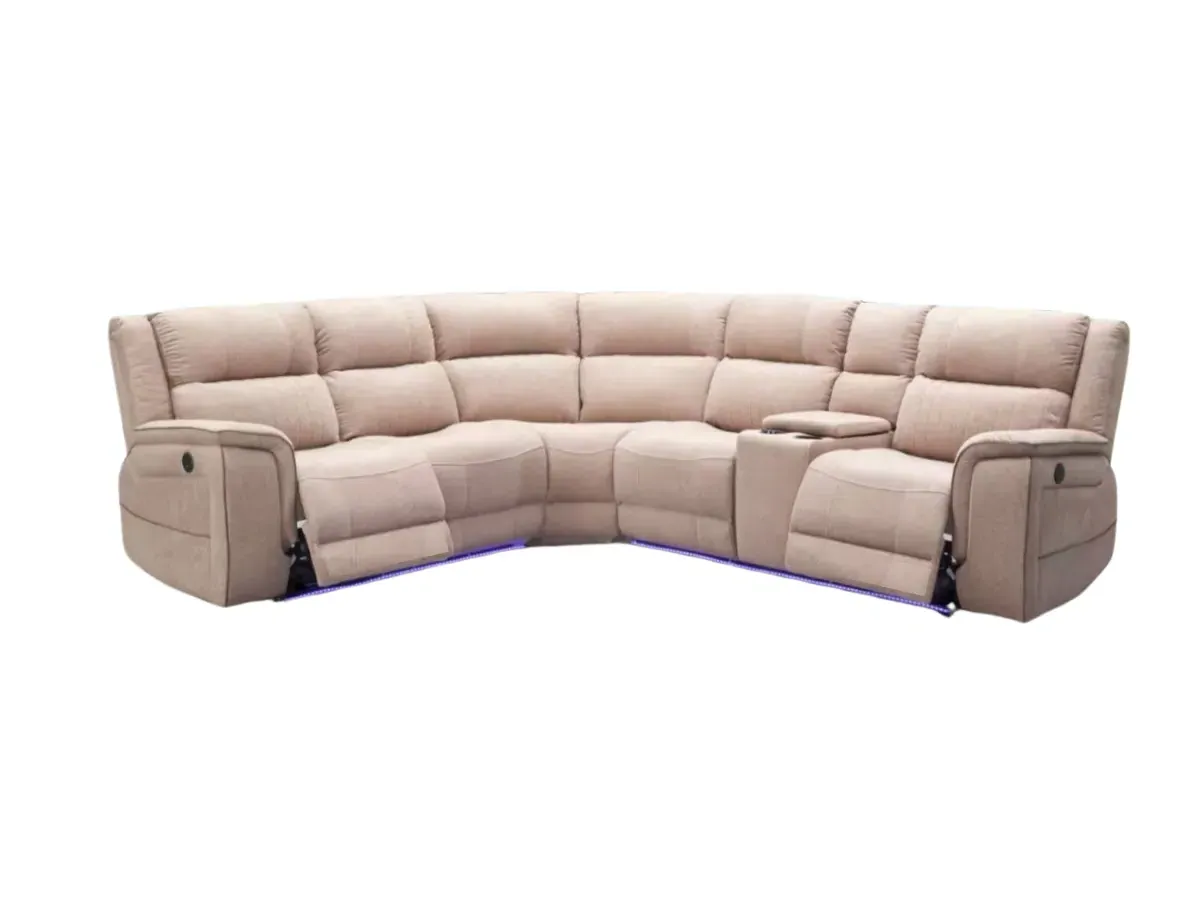 Corner Electric Recliner Sofa - Cream, Fabric image
