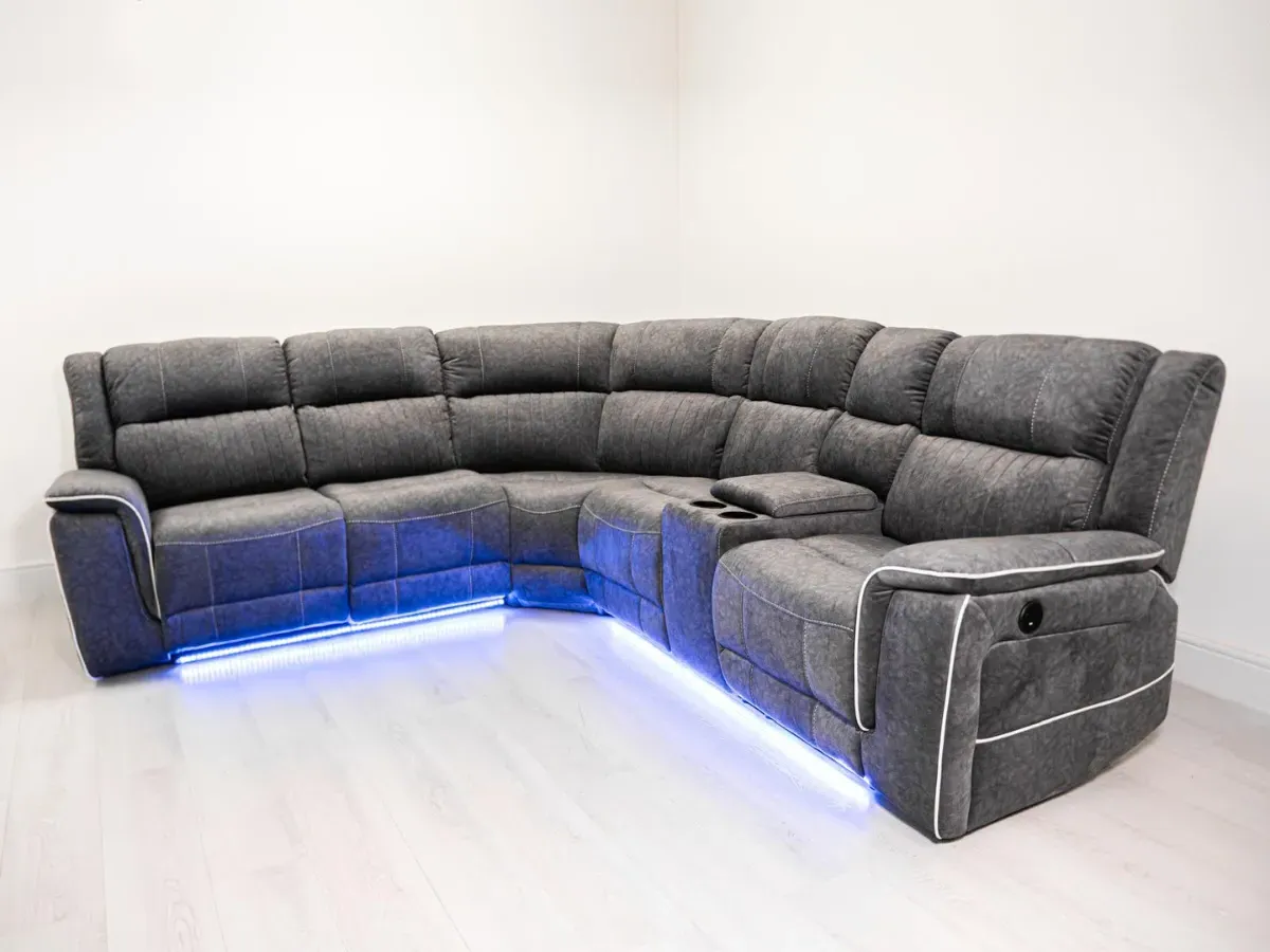 Corner Electric Recliner Sofa - Grey, Micro Fabric