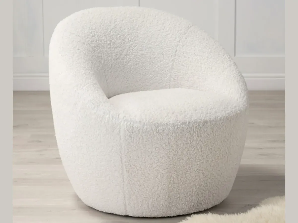 Curved Accent Chair - Ivory, Boucle image
