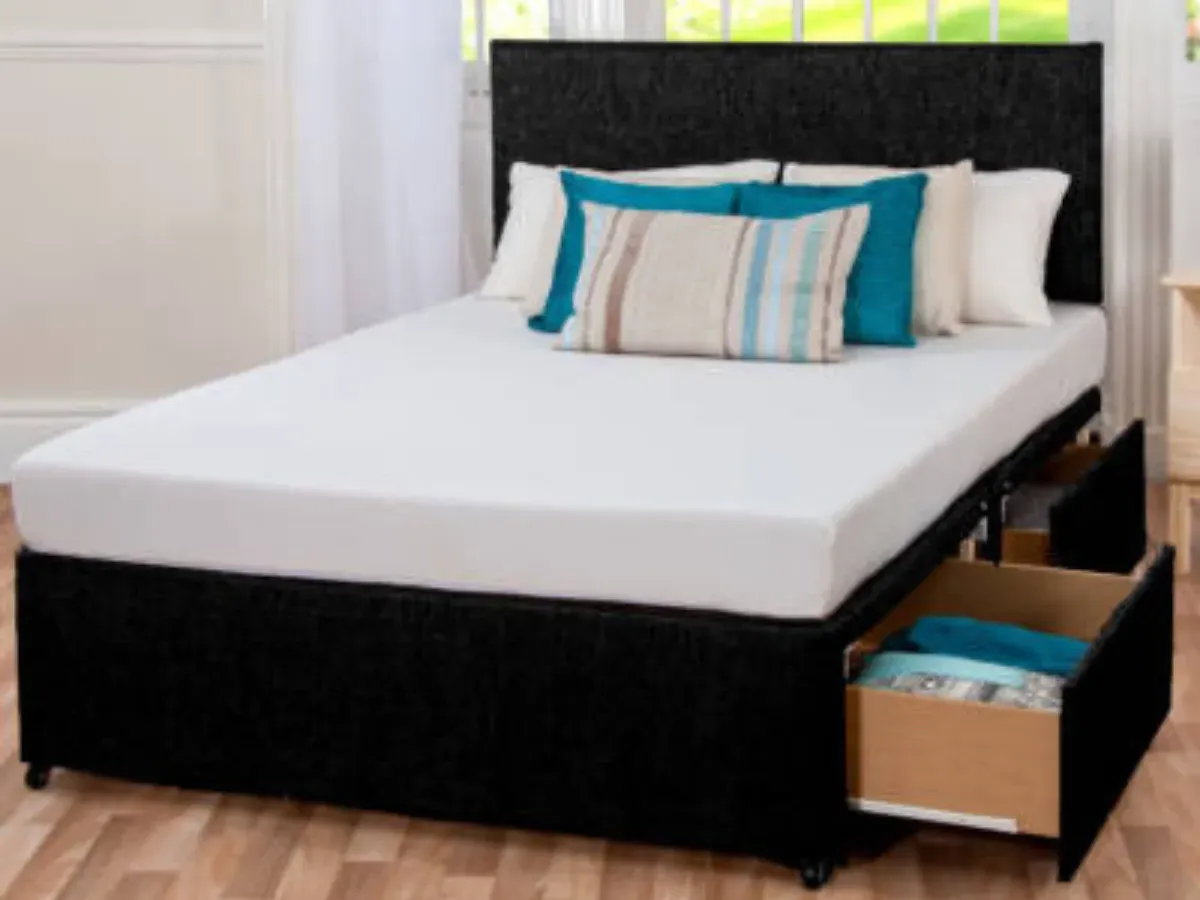 Divan Bed Set with Memory Mattress - Chenille image
