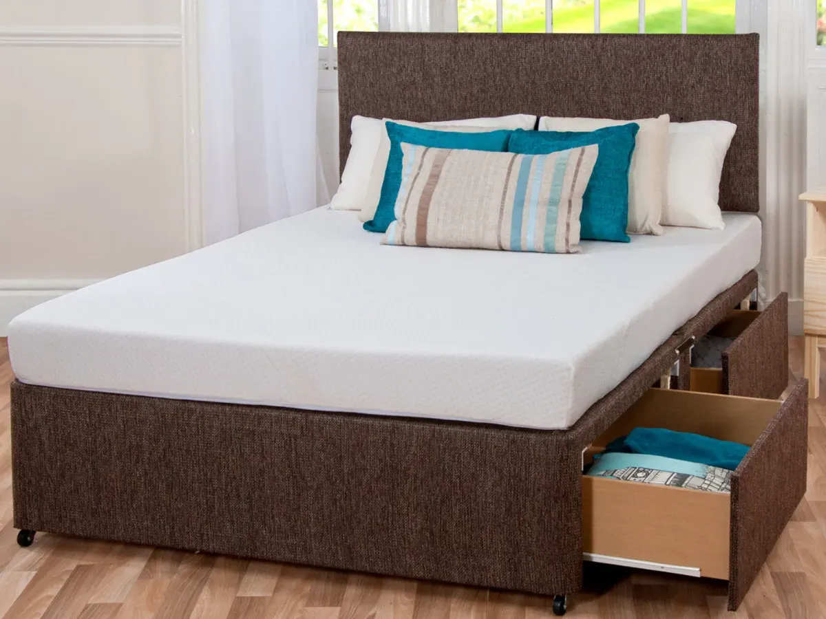 Divan Bed with Hybrid Mattress - Chenille image