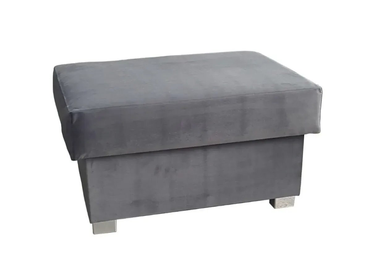 Footstool with Chrome Feet - Grey, Velvet image