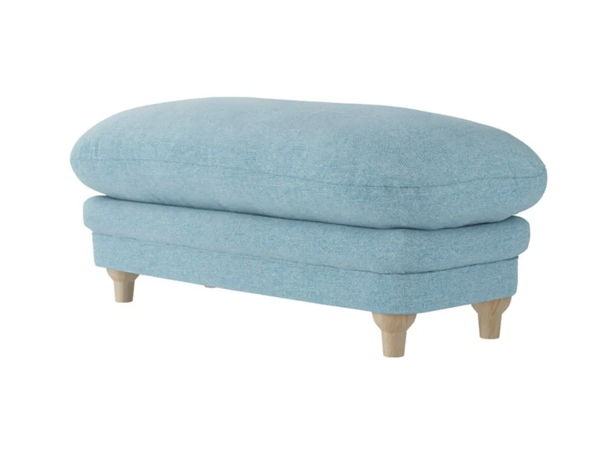 Footstool with Cushioned Top - Blue, Chenille image