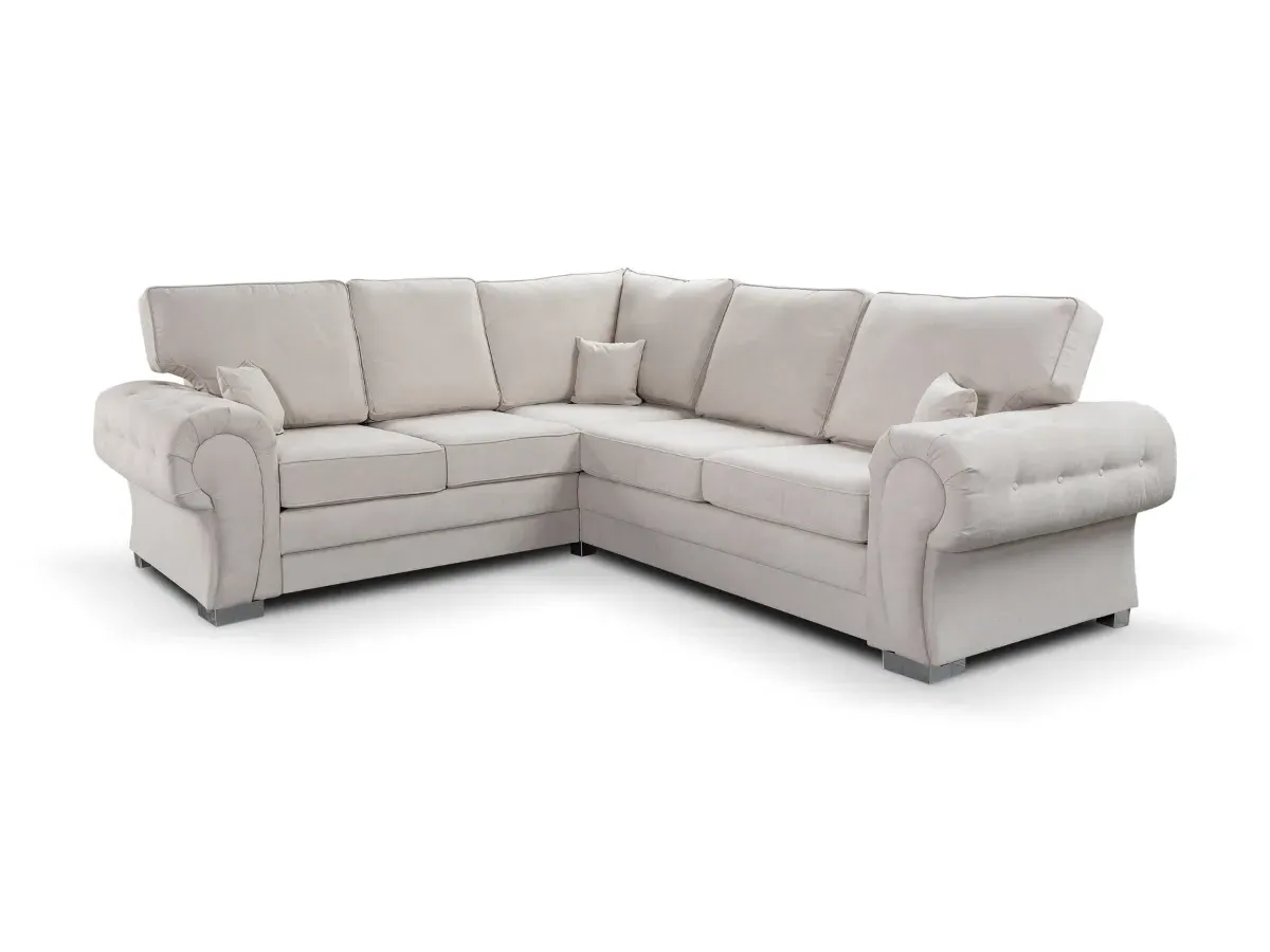 L-Shaped Corner Sofa Bed - Cream, Fabric