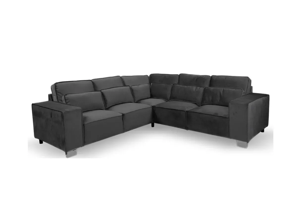 L-Shaped Corner Sofa with Chrome Feet - Velvet