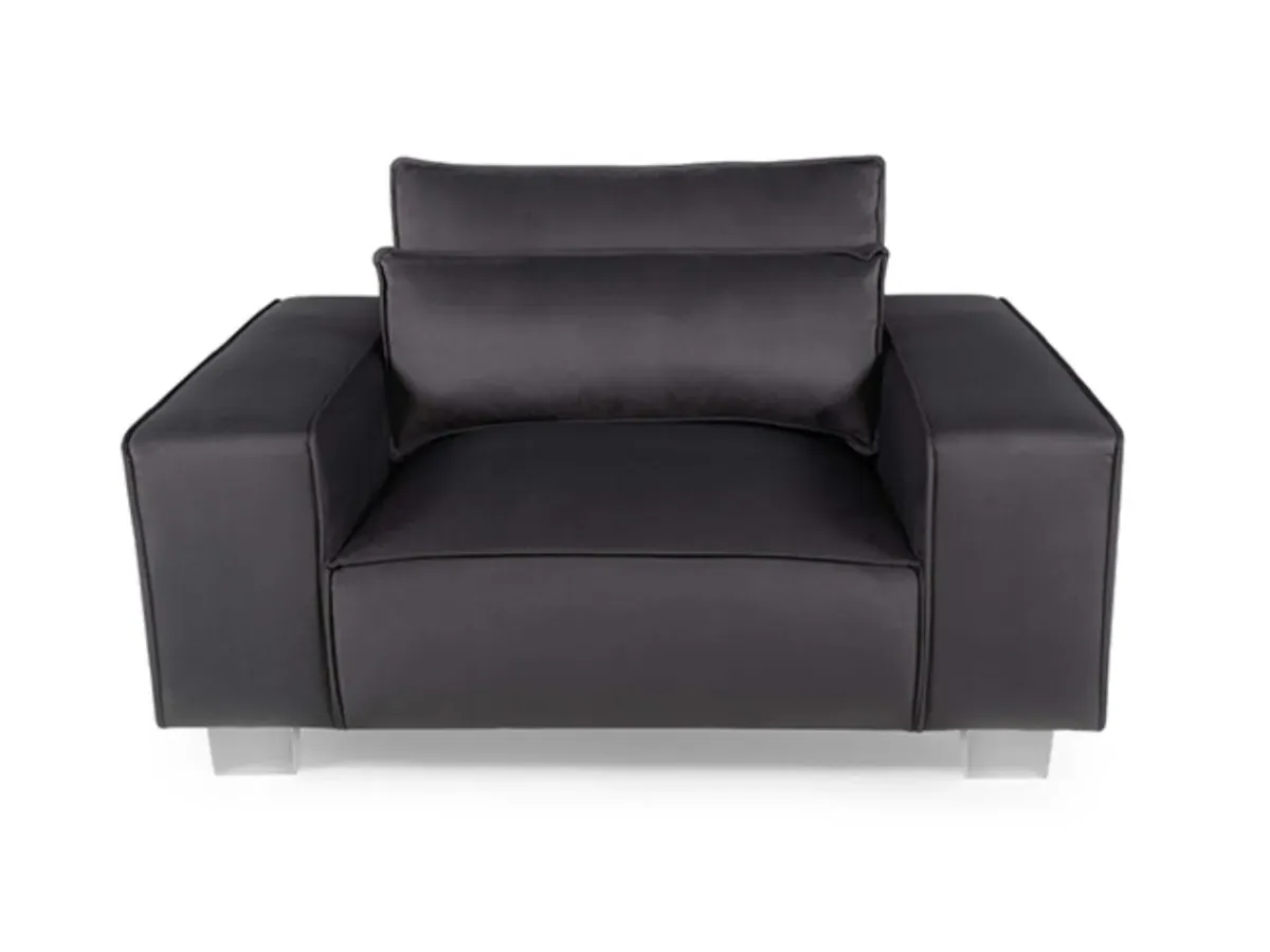 Large Armchair with Cushion - Plush Velvet