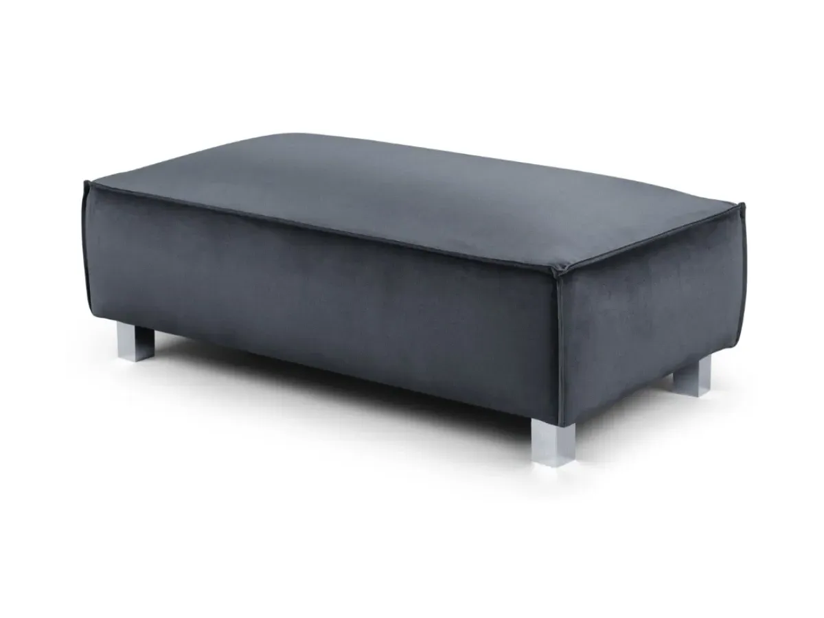 Large Footstool with Chrome Feet - Velvet image