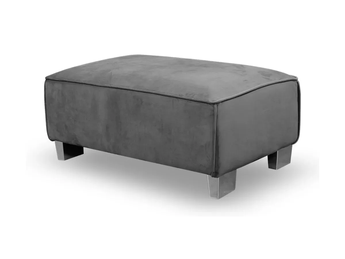 Large Footstool with Chrome Feet - Velvet image