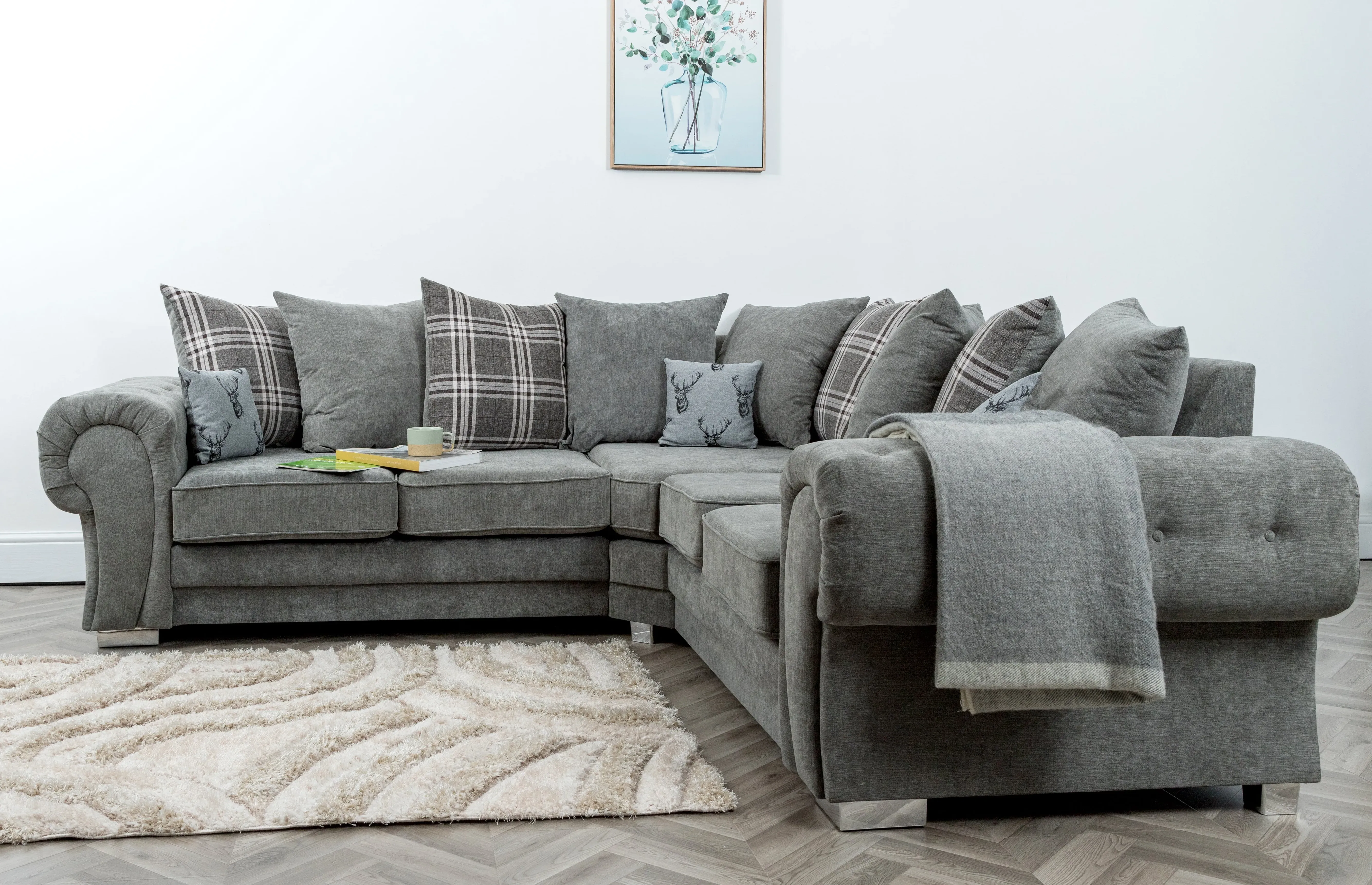 Modular Corner Sofa with Scatter Back - Grey