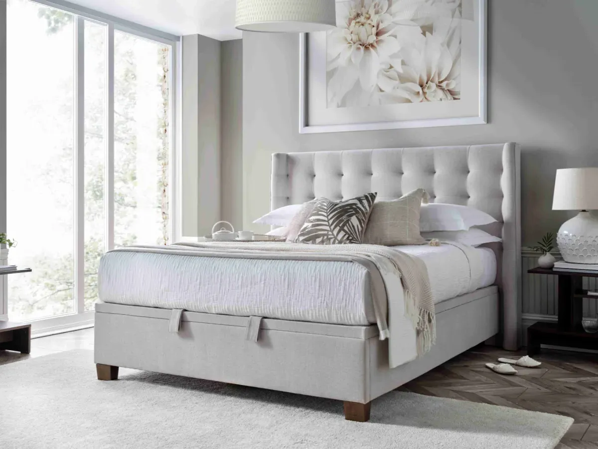 Ottoman Bed Frame with Storage - Upholstered