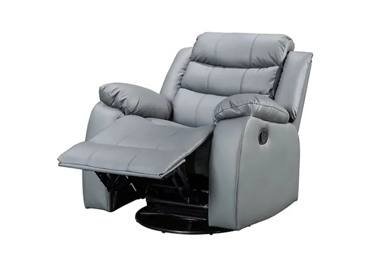 Recliner Armchair with Cupholders - Grey, Faux Leather image