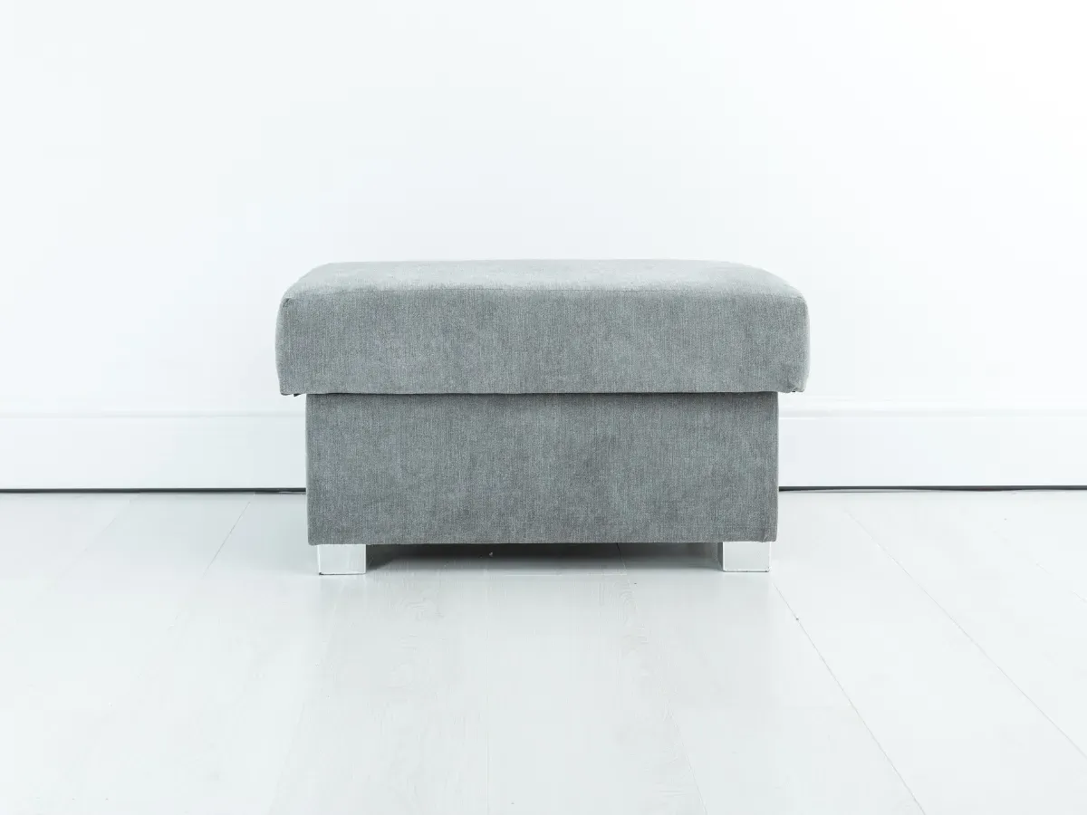 Storage Footstool with Chrome Feet - Grey, Fabric image