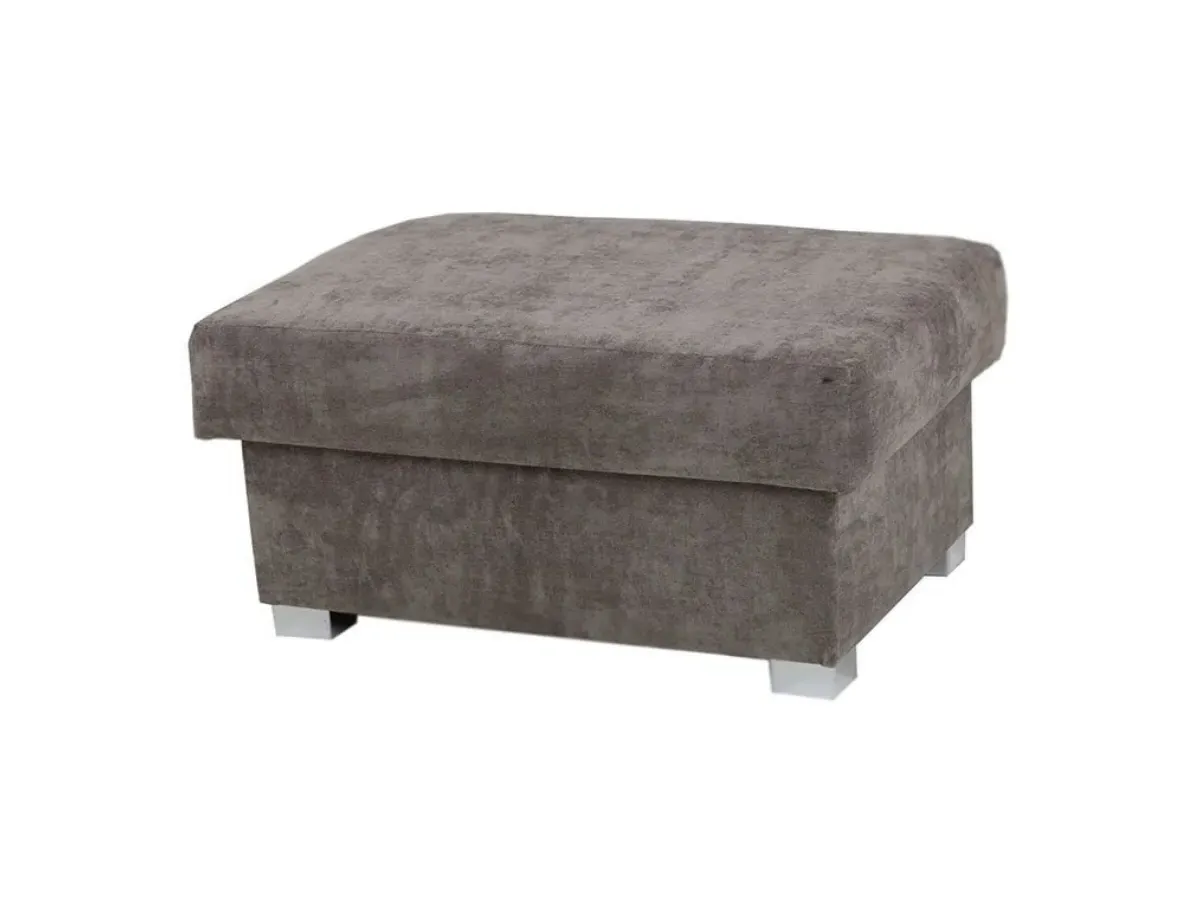 Storage Footstool with Chrome Feet - Grey, Fabric image