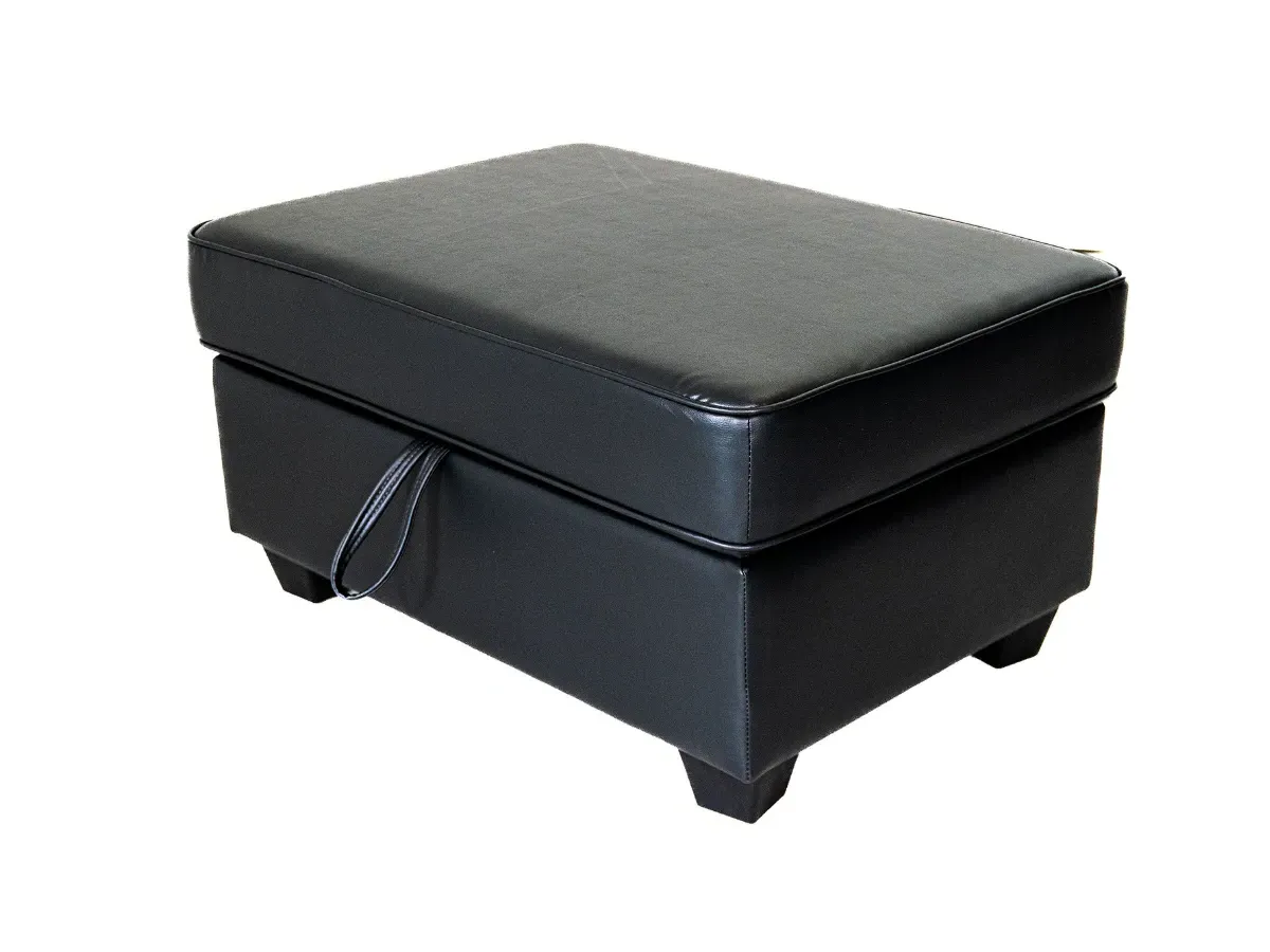 Storage Ottoman with Easy-Lift Top - Grey, Leather