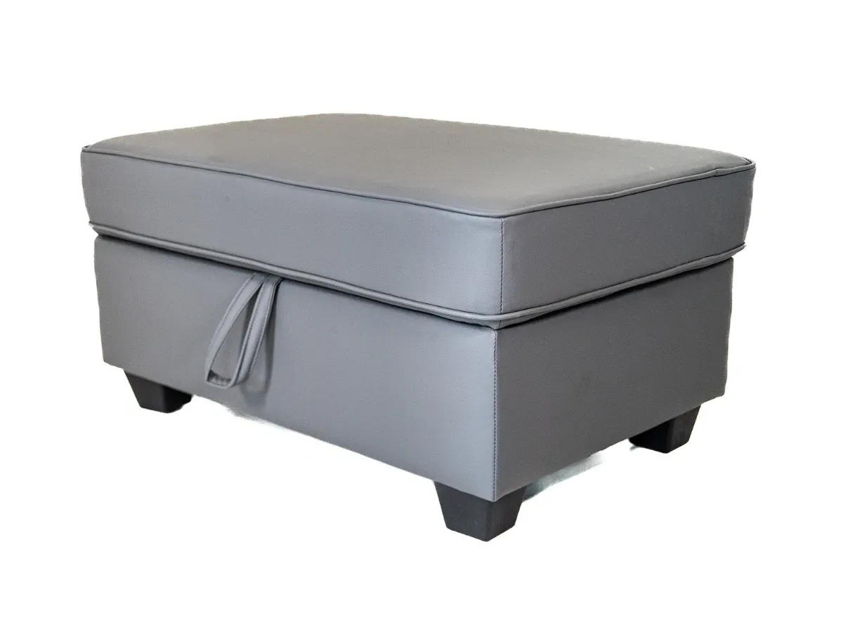 Storage Ottoman with Easy-Lift Top - Grey, Leather image