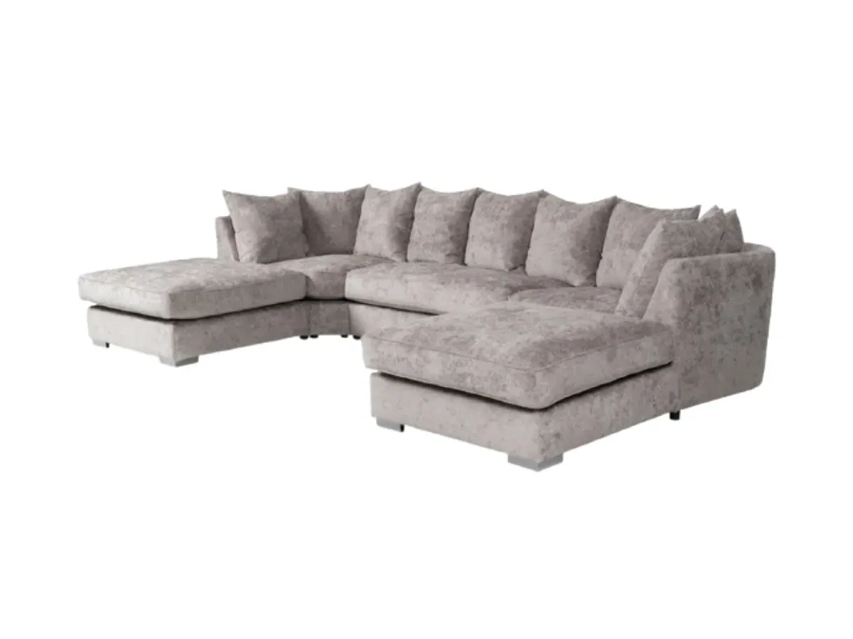 U-Shape Sofa with Footstools - Truffle, Chenille