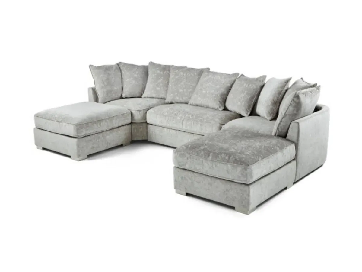 U-Shaped Corner Sofa with Footstools - Chenille